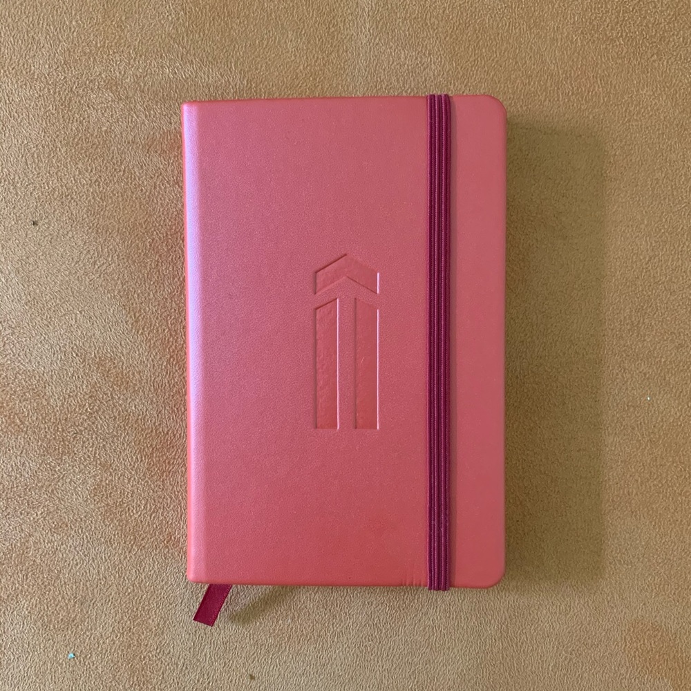 NOTEBOOK: Red Pocket Size with Arrow Embossed